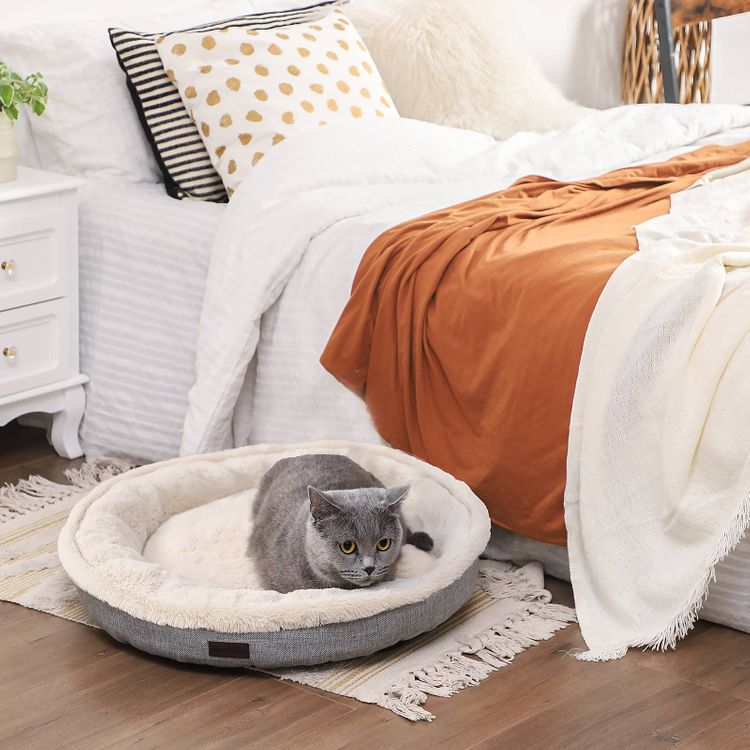 Hunde- und Katzenbett grau Ø 55 cm - Askmy4Cats