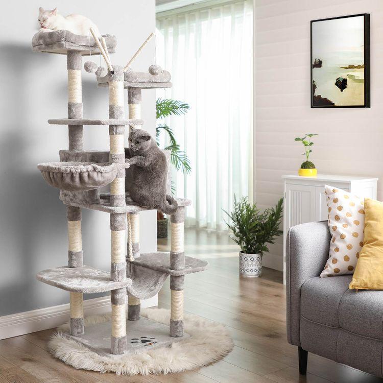 Kratzbaum 164 cm hoch hellgrau - Askmy4Cats