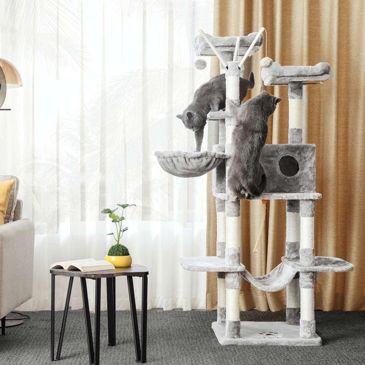 Kratzbaum 164 cm hoch hellgrau - Askmy4Cats