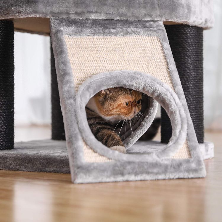 Robuster Luxus Kratzbaum mit dicke Stämme 141 cm Grau - Askmy4Cats