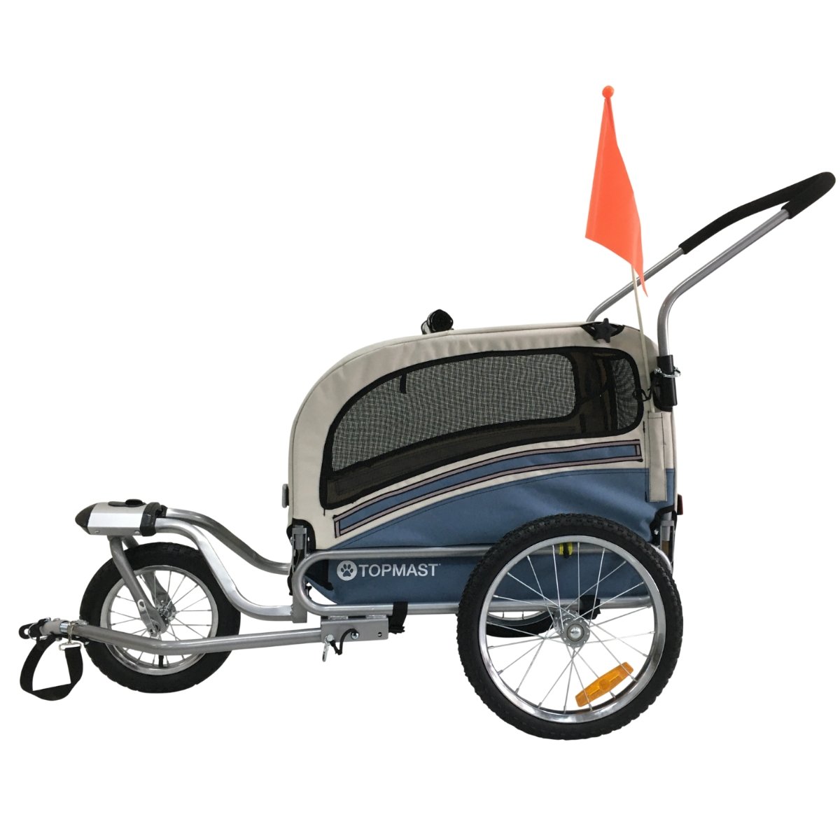TOPMAST Hundefahrradanhänger SKY - Mit Joggerfunktion - Faltbar - Blau - Medium - Askmy4Cats
