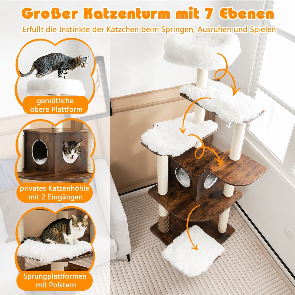 Askmy4Cats 175 cm Katzenbaum mit Spielhaus – Das ultimative Abenteuer für Deine Katze - Askmy4Cats