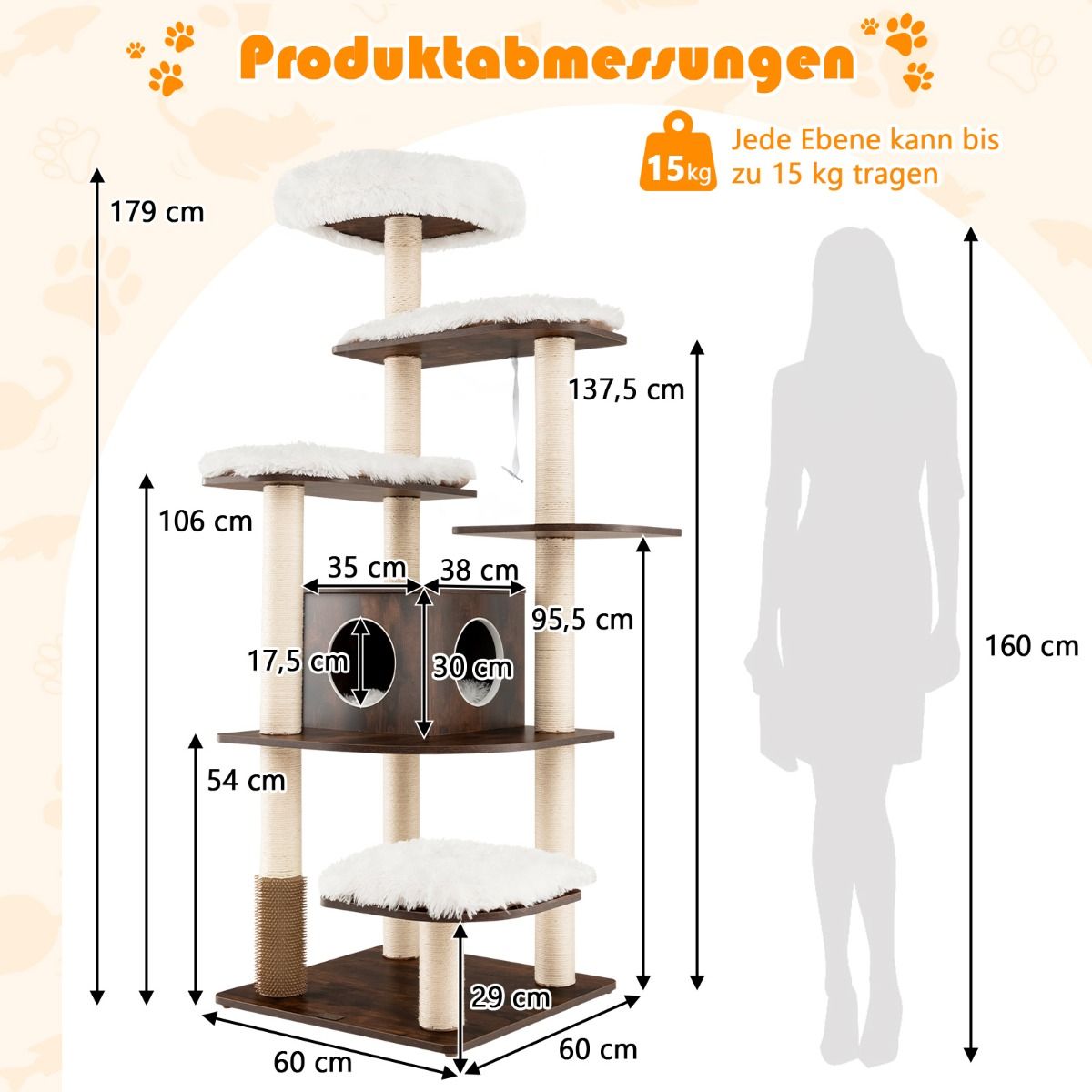 Askmy4Cats 175 cm Katzenbaum mit Spielhaus – Das ultimative Abenteuer für Deine Katze - Askmy4Cats