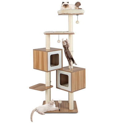 Askmy4Cats Kratzbaum aus Holz – Der Traumspielplatz für glückliche Katzen, 163 cm hoch - Askmy4Cats