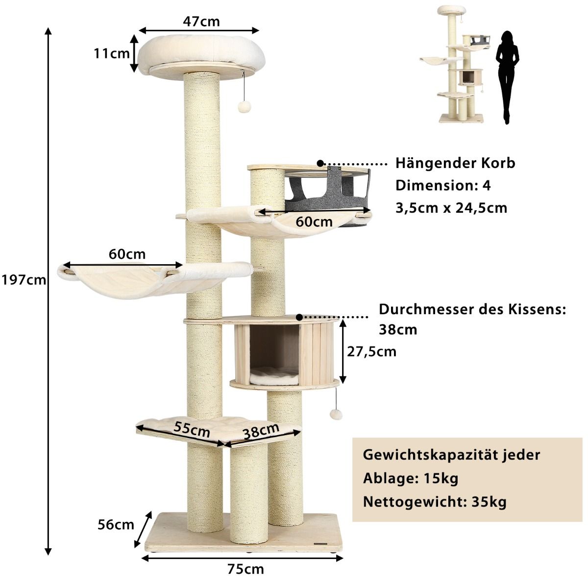 Askmy4Cats Kratzbaum – Der 197 cm hohe Spielplatz für Katzenträume - Askmy4Cats