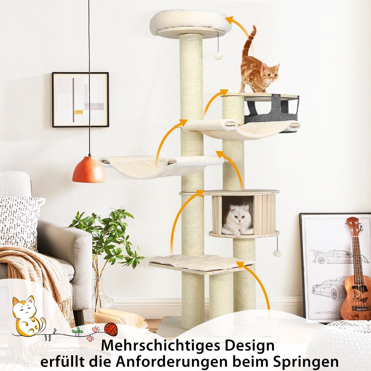 Askmy4Cats Kratzbaum – Der 197 cm hohe Spielplatz für Katzenträume - Askmy4Cats