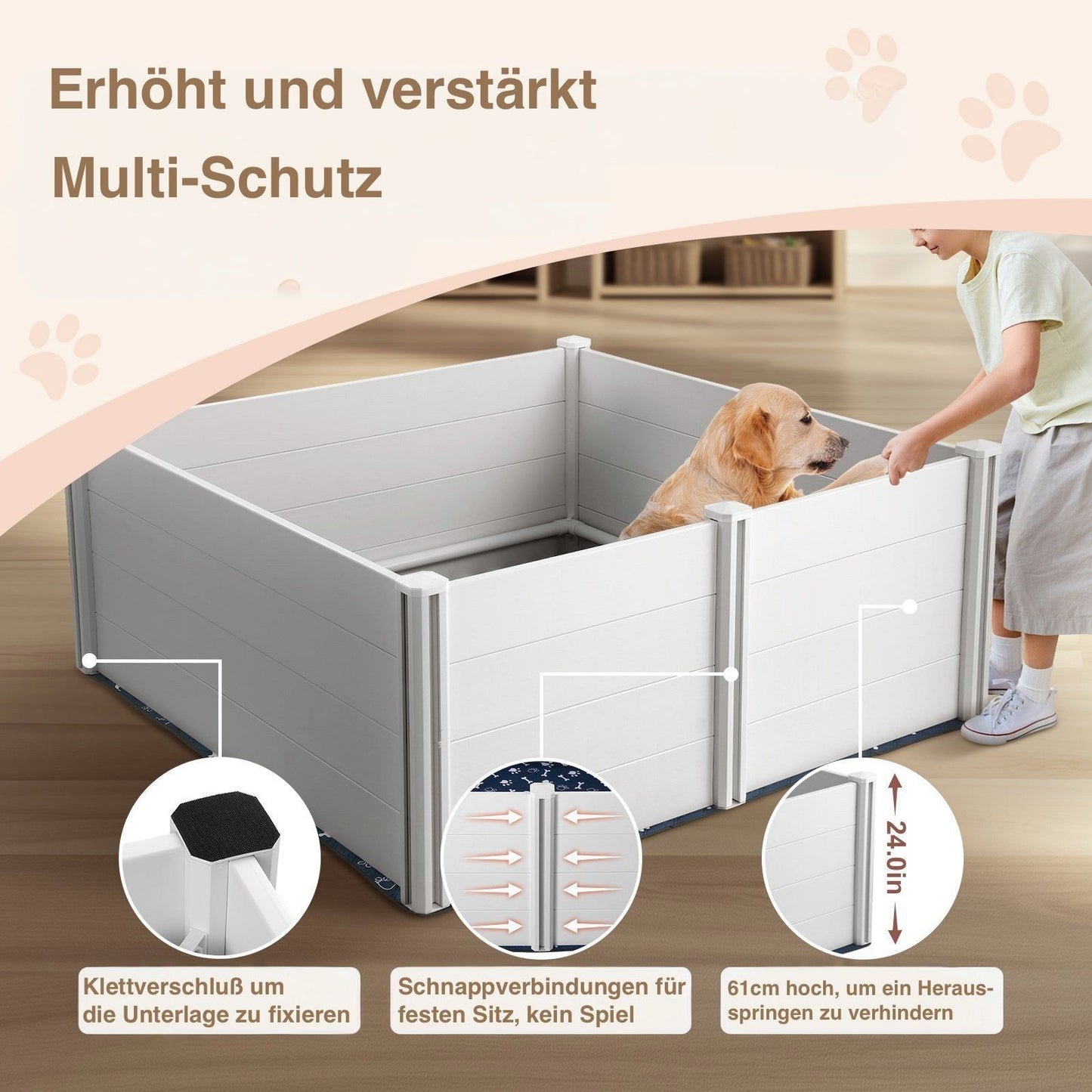 Extra hohe Wurfkiste für Hunde - Sicheres Spielen und Aufwachsen für Deine Welpen - Askmy4Cats