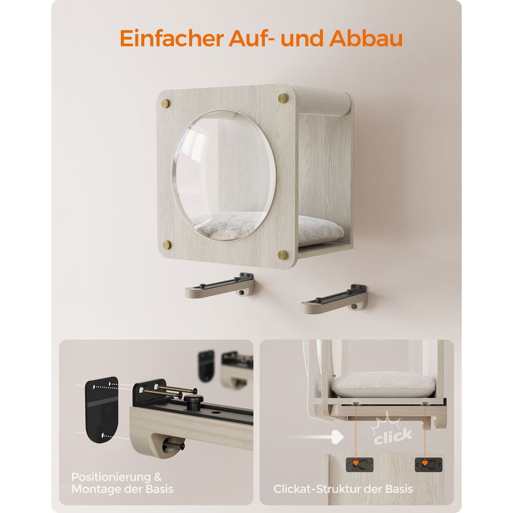 Clickat Katzenhöhle zur Wandmontage mit Beobachtungsfenster - Askmy4Cats