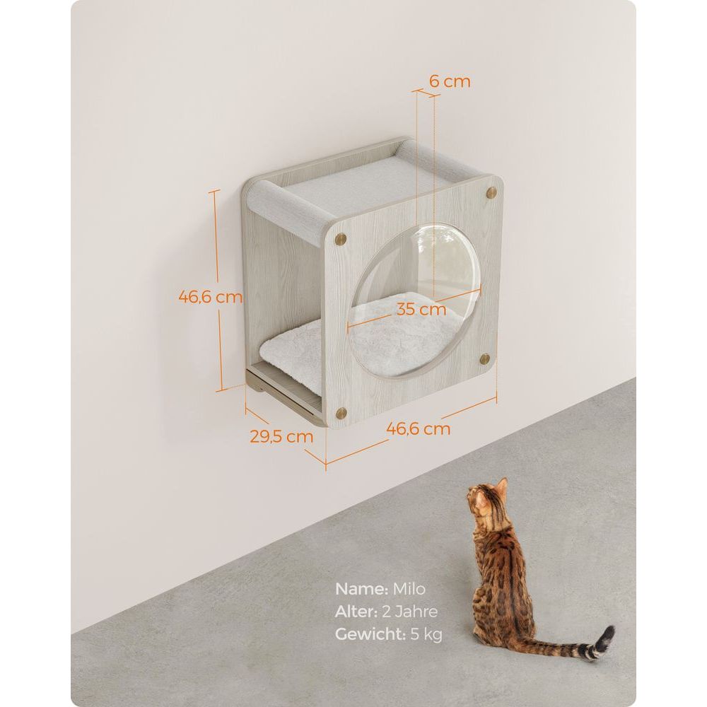 Clickat Katzenhöhle zur Wandmontage mit Beobachtungsfenster - Askmy4Cats