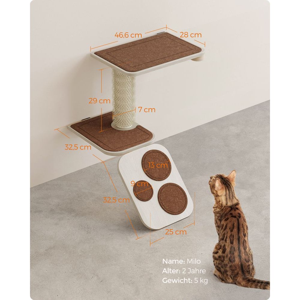 Clickat Katzentreppe mit Plattform und Katzenbürste - Askmy4Cats