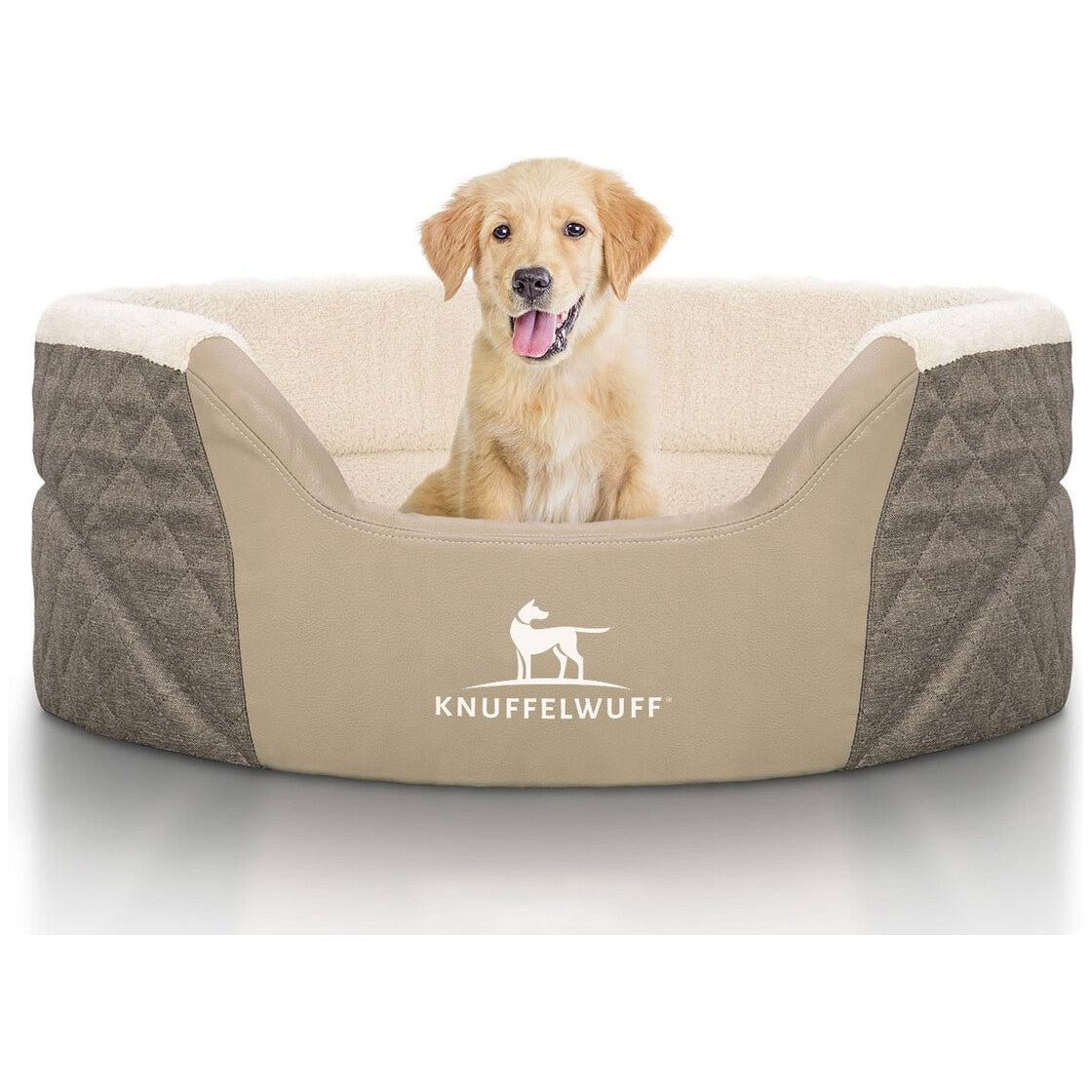 Knuffelwuff Orthopädisches Hundebett Lena Aus Velours Und Kunstleder Mit Hohem Schaumstoffrand - Askmy4Cats