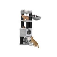 Robuster Luxus Kratzbaum mit dicke Stämme 141 cm Grau - Askmy4Cats