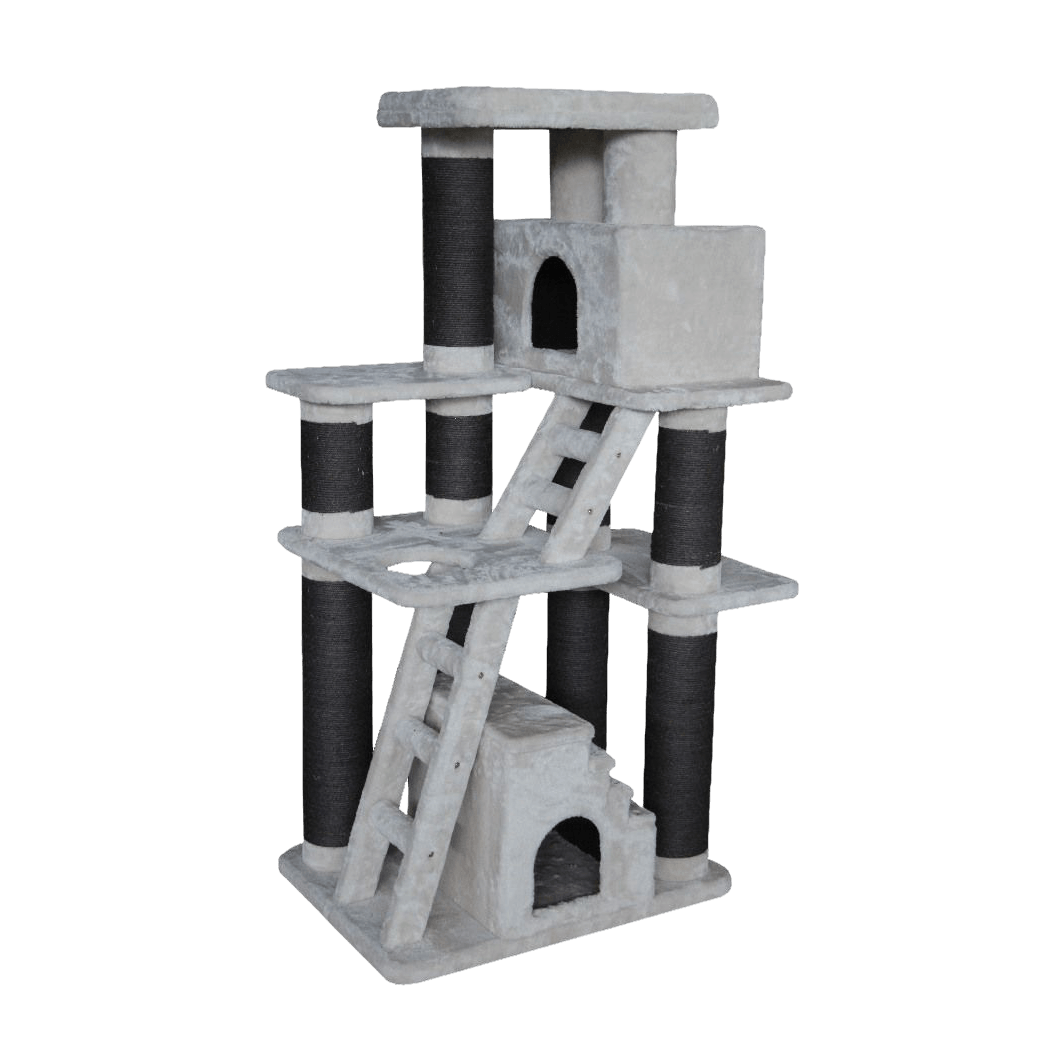 TOPMAST Großer Kratzbaum - Elfenbeinfarben, Creme 80 X 60 X 160 CM - Askmy4Cats